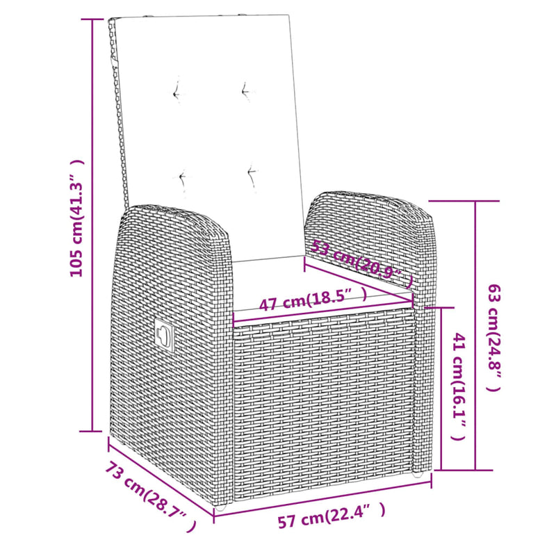 5 Piece Garden Dining Set with Cushions Grey