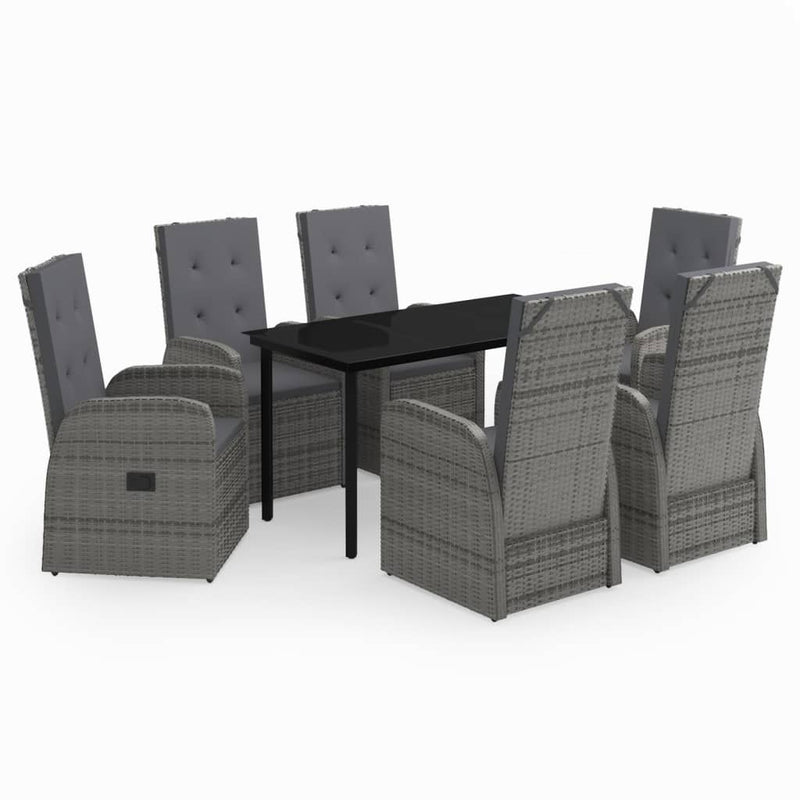 7 Piece Garden Dining Set with Cushions Grey