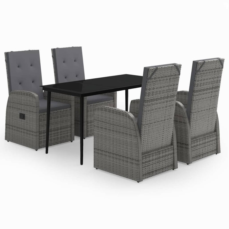 5 Piece Garden Dining Set with Cushions Grey