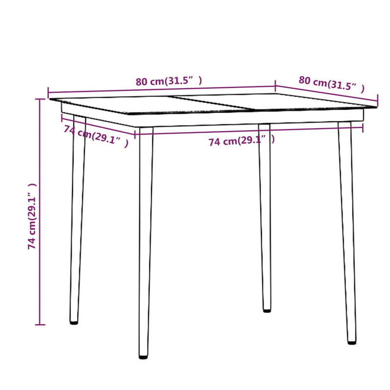 3 Piece Garden Dining Set with Cushions Brown