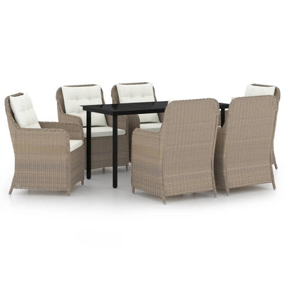 7 Piece Garden Dining Set Brown