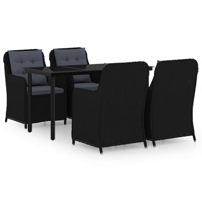 5 Piece Garden Dining Set Black