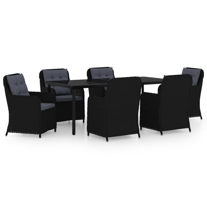 7 Piece Garden Dining Set Black