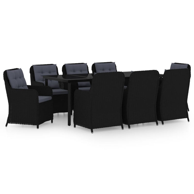 9 Piece Garden Dining Set Black