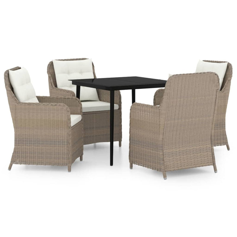 5 Piece Garden Dining Set Brown