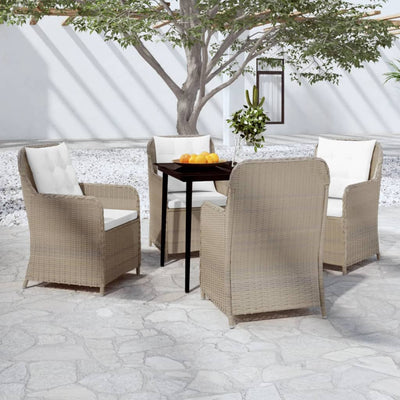 5 Piece Garden Dining Set Brown