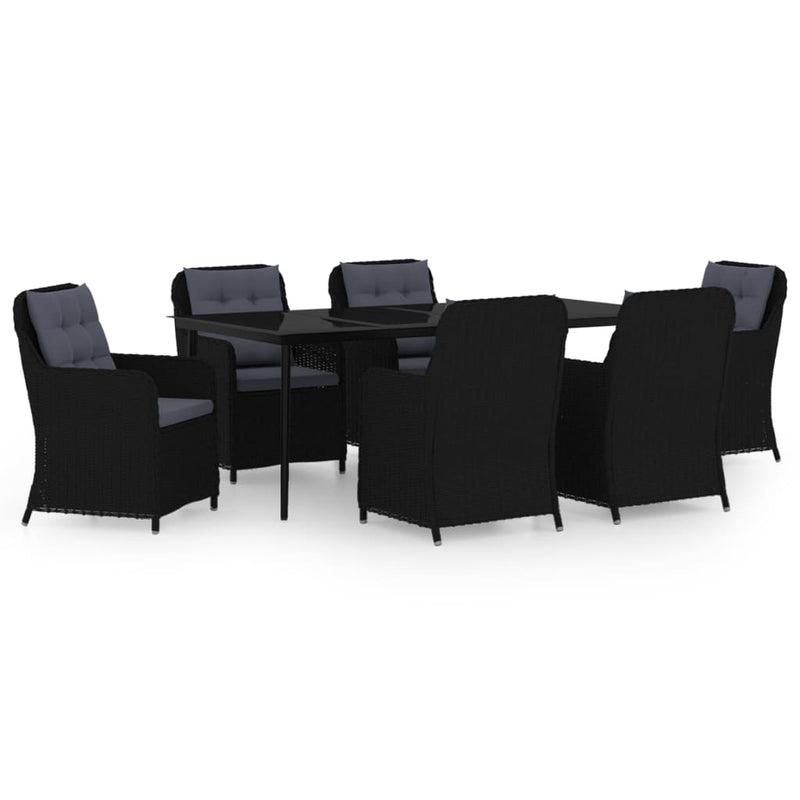 7 Piece Garden Dining Set Black