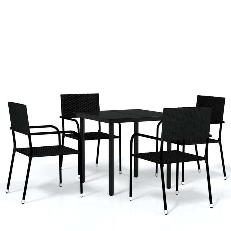 5 Piece Garden Dining Set Black