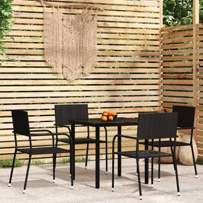 5 Piece Garden Dining Set Black