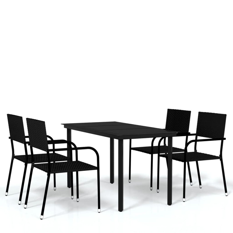 5 Piece Garden Dining Set Black