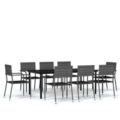 9 Piece Garden Dining Set Grey