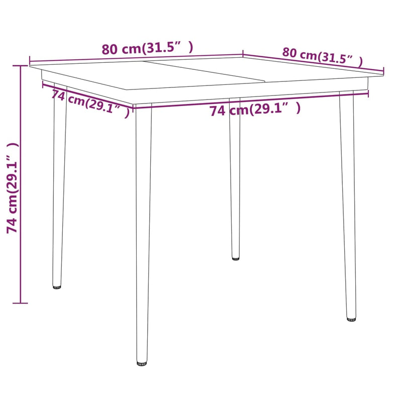 3 Piece Garden Dining Set Black