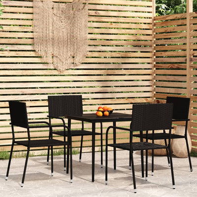 5 Piece Garden Dining Set Black