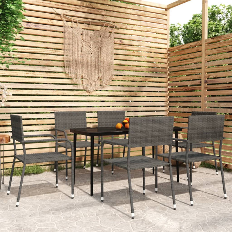 7 Piece Garden Dining Set Grey