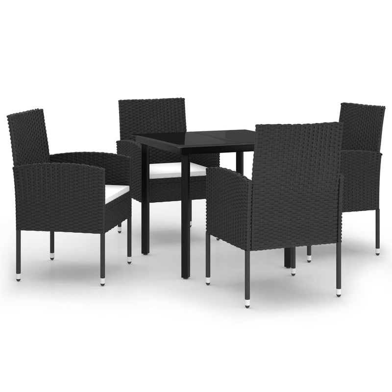 5 Piece Garden Dining Set Black