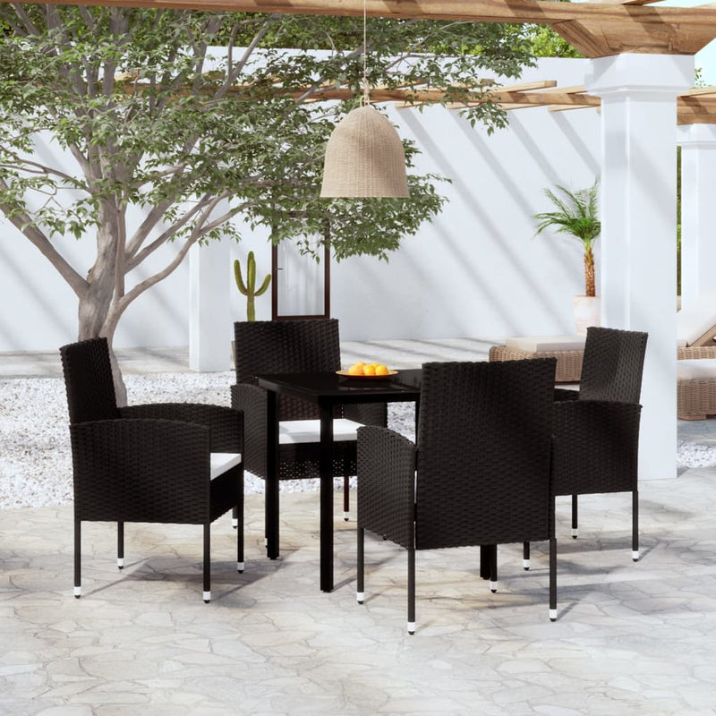 5 Piece Garden Dining Set Black