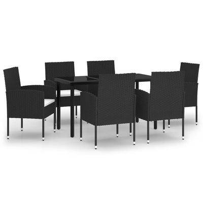 7 Piece Garden Dining Set Black