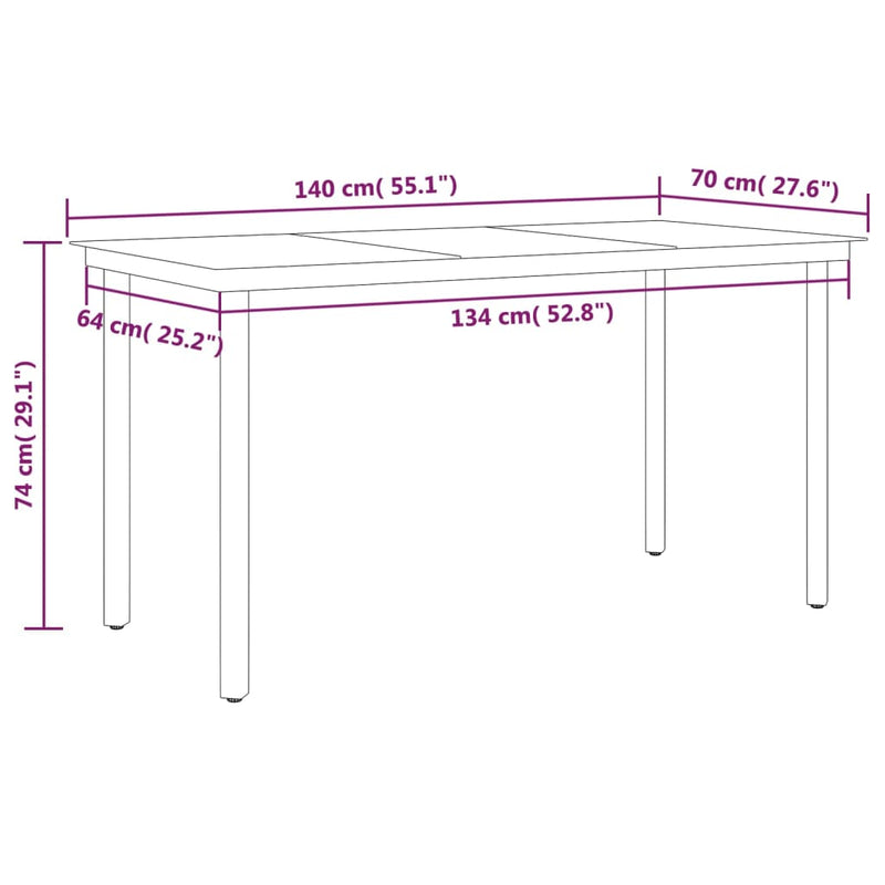 7 Piece Garden Dining Set Black