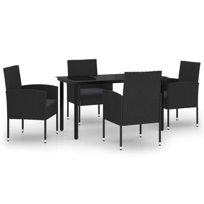 5 Piece Garden Dining Set Black