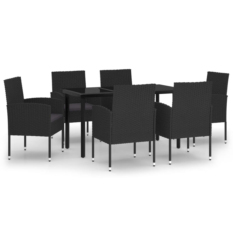 7 Piece Garden Dining Set Black