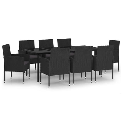 9 Piece Garden Dining Set Black