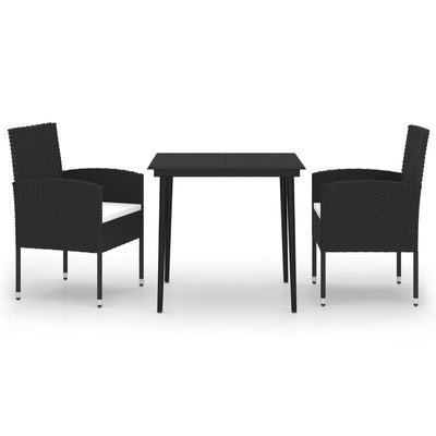 3 Piece Garden Dining Set Black