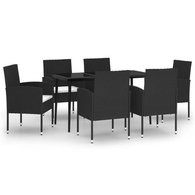 7 Piece Garden Dining Set Black