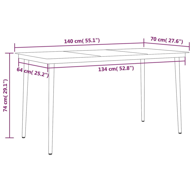 7 Piece Garden Dining Set Black