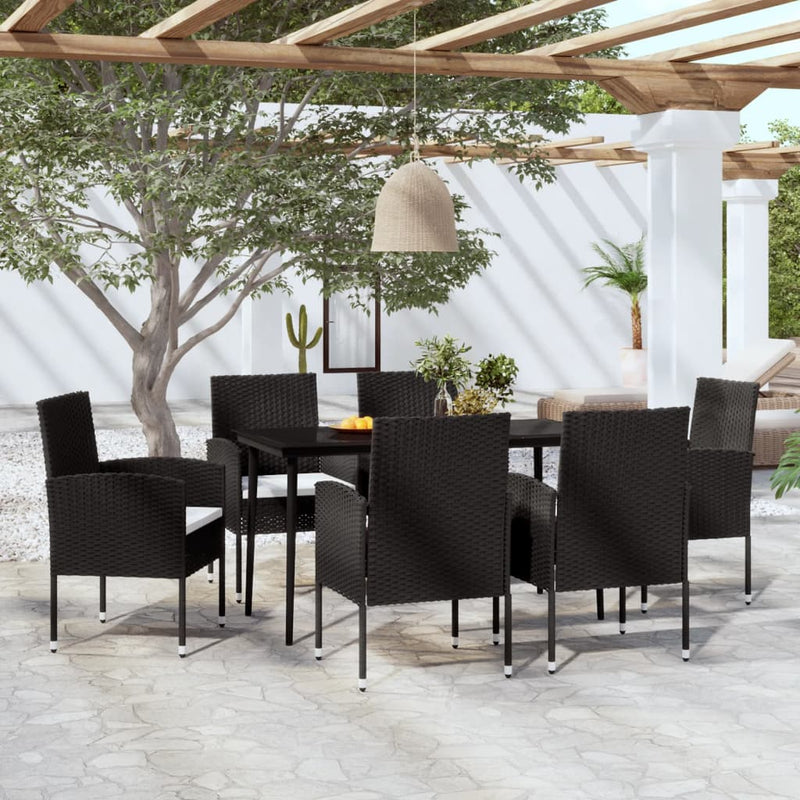 7 Piece Garden Dining Set Black