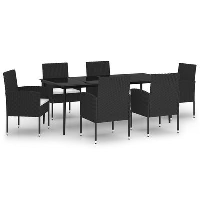 7 Piece Garden Dining Set Black