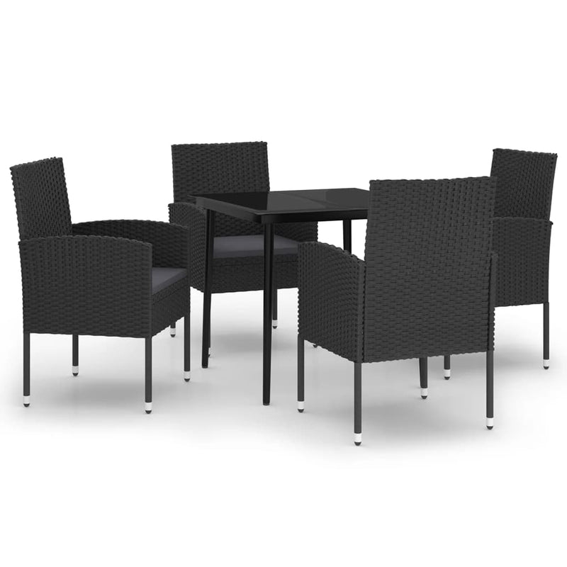 5 Piece Garden Dining Set Black