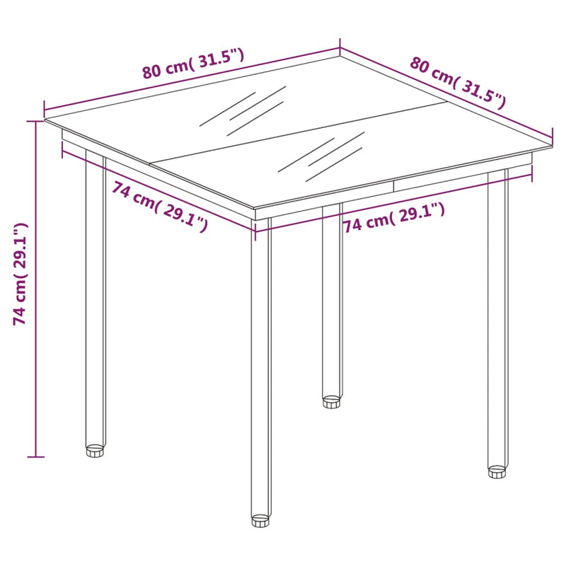 3 Piece Garden Dining Set Dark Grey