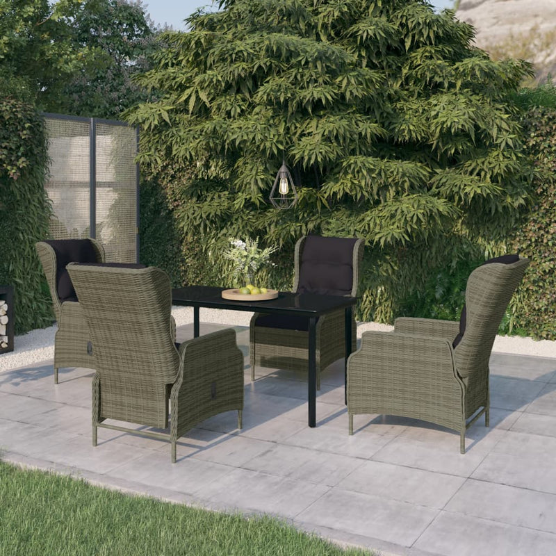 5 Piece Garden Dining Set Brown