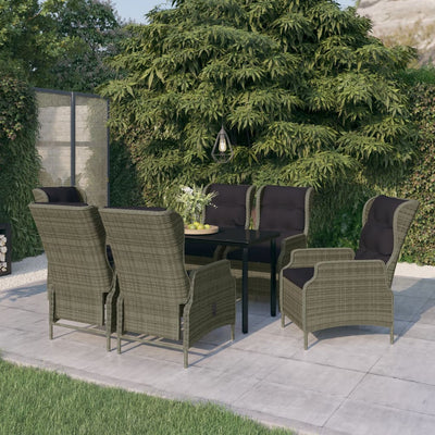 7 Piece Garden Dining Set Brown