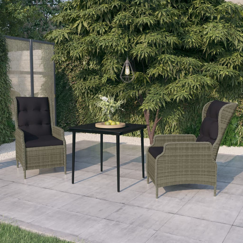 3 Piece Garden Dining Set Brown