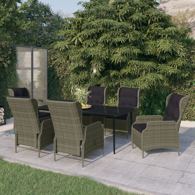 7 Piece Garden Dining Set Brown