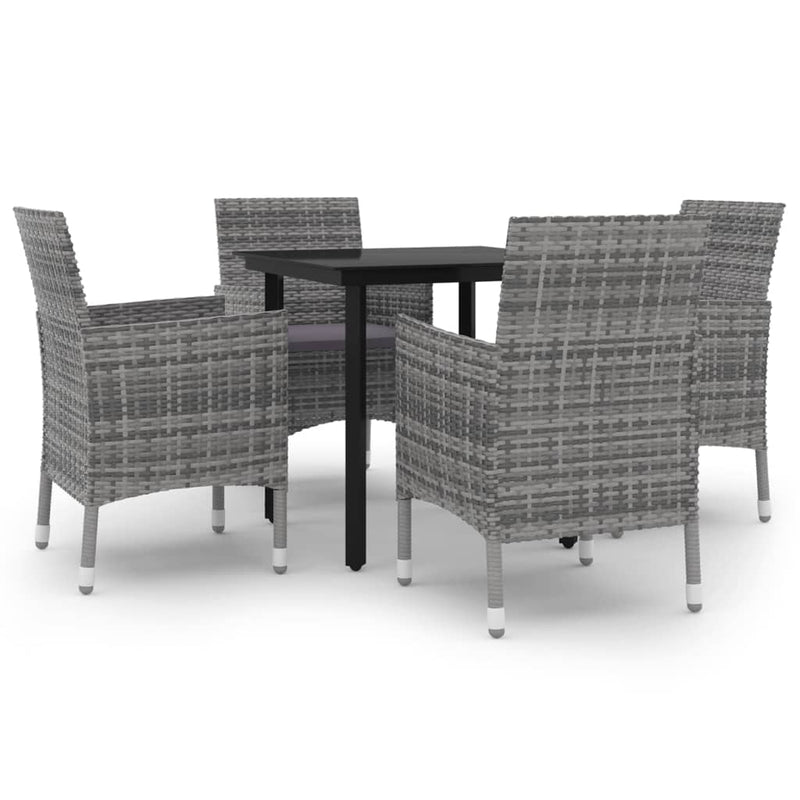 5 Piece Garden Dining Set Poly Rattan and Glass