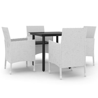 5 Piece Garden Dining Set Poly Rattan and Glass