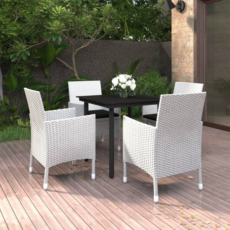 5 Piece Garden Dining Set Poly Rattan and Glass