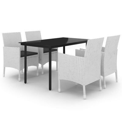 5 Piece Garden Dining Set Poly Rattan and Glass