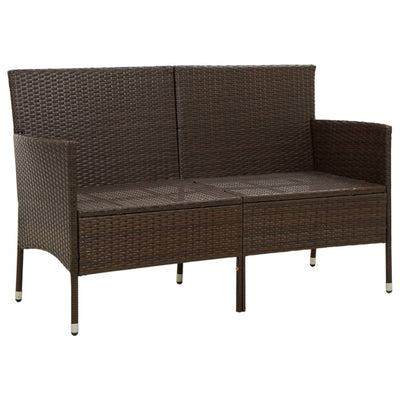 3-Seater Garden Sofa with Cushion Brown Poly Rattan