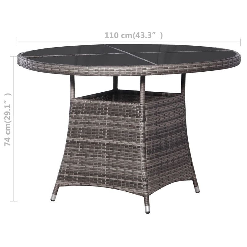 Garden Table Grey Ø110x74 cm Poly Rattan