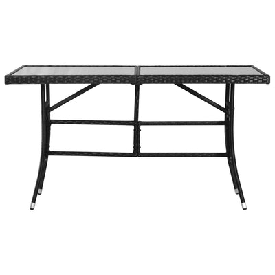 Garden Table Black 140x80x74 cm Poly Rattan