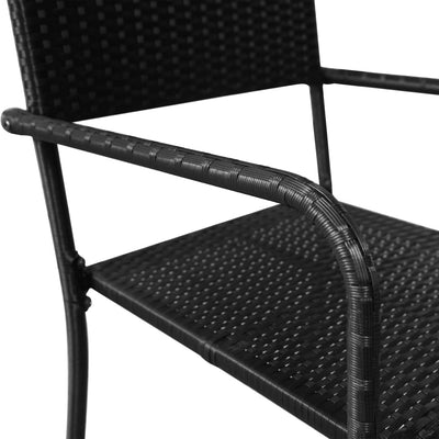 Garden Dining Chairs 6 pcs Stackable Black Poly Rattan