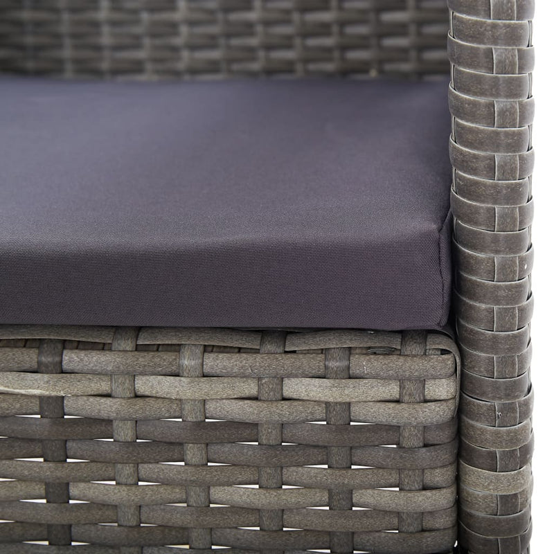 Garden Chairs with Dark Grey Cushions 2 pcs Grey Poly Rattan