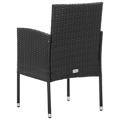 Garden Chairs with Black Cushions 2 pcs Black Poly Rattan