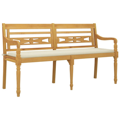 Batavia Bench with Cream Cushion 150 cm Solid Wood Teak