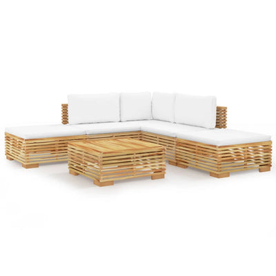 6 Piece Garden Lounge Set with Cushions Solid Wood Teak