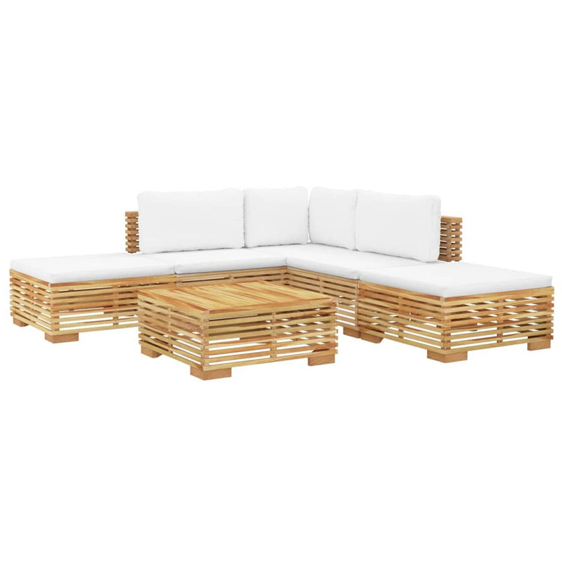 6 Piece Garden Lounge Set with Cushions Solid Wood Teak