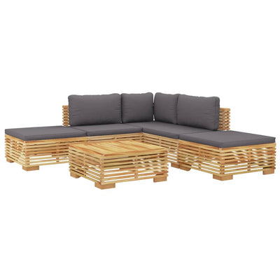 6 Piece Garden Lounge Set with Cushions Solid Wood Teak